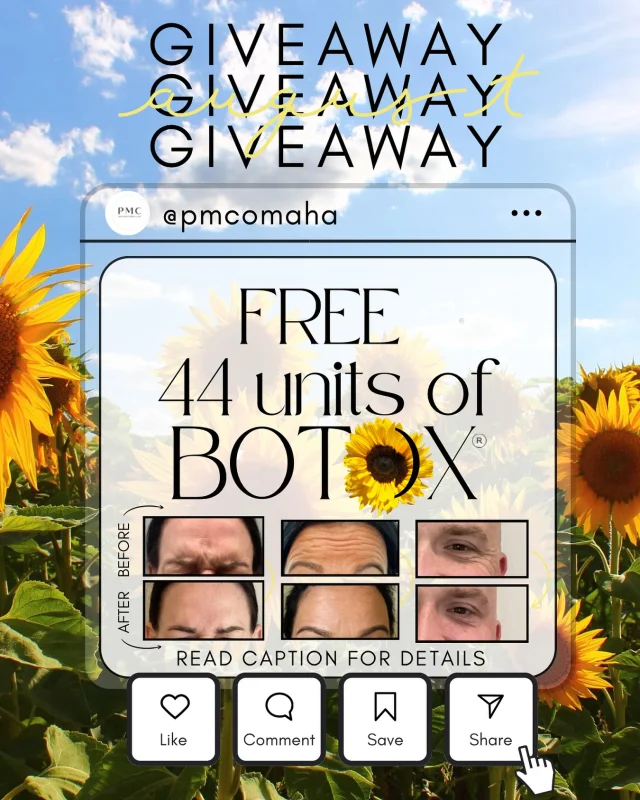 🎉 Botox Giveaway 🎉
Win 44 units of Botox FOR FREE 😮‍💨💉
Because sunflower season = smooth skin season 🌻✨

How to enter:
💛 Like this
💬 Comment + tag your BFF
📲 Share & tag us

📆 Winner: Chosen August 22nd
🎥 Must be down to be filmed during your appointment and take before/after photos. (you’ll slay, trust)

✨ Enter now or keep scrolling with forehead lines… your call 🤭

#BotoxTok #GlowUpGiveaway #SmoothNotSorry #medspalife #NebraskaAesthetics #FreeBotox #pmcomaha