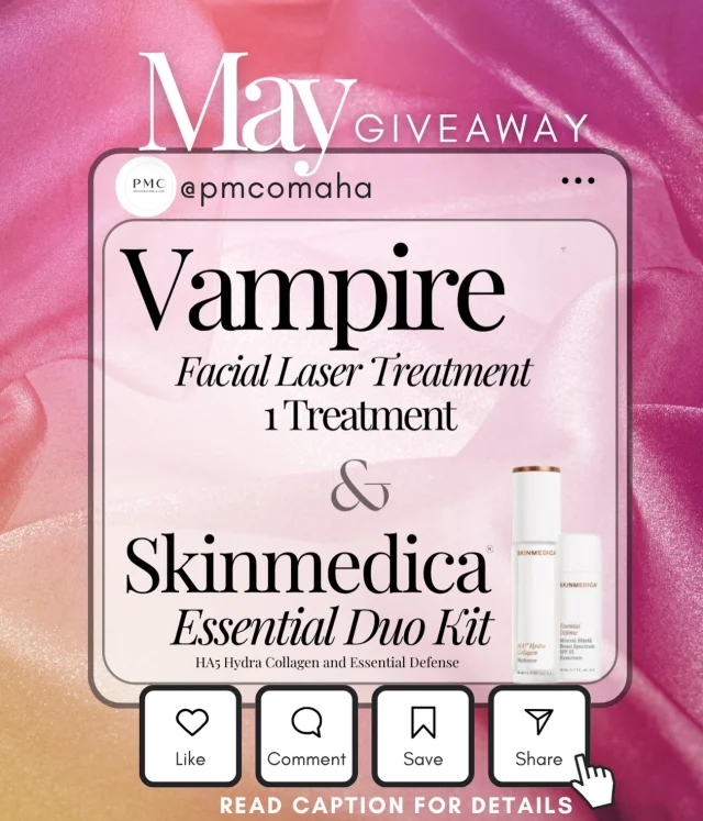 ✨ MAY GIVEAWAY ALERT ✨
Your glow-up just got MAJOR 💉🩸

We’re giving away:
🖤 1 FULL Vampire Facial Treatment
🖤 A SKINMEDICA Essentials Duo Kit featuring:
✨ HA5 Hydra Collagen
✨ Essential Defense SPF

This combo is the ultimate skin reset for smoother texture, radiant glow, collagen stimulation & hydrated, protected skin 😍

HERE’S HOW TO ENTER:
✔️ LIKE this post
✔️ COMMENT & tag 3 friends
✔️ SHARE this post to your story
✔️ Make sure you’re FOLLOWING our page

✨ BONUS ENTRY: Share to your story and tag us for an extra chance to win!

Winner will be announced May 31st 🎉

Get ready for glass skin, collagen production, tighter pores, smoother texture & THAT post-treatment glow everyone asks about 👏

#VampireFacial #LaserFacial #SkinMedica #HA5 #MedicalSpa MedSpa KansasCityMedSpa GlowUp SkinCareGiveaway MedicalAesthetics AestheticInjector CollagenBoost HealthySkin AntiAging SkinRejuvenation AestheticMedicine GlowSkin BeautyGiveaway SelfCare SkinGoals PRPFacial HydratedSkin MedicalSpaLife AestheticClinic BeforeAndAfter RadiantSkin BeautyTreatment TrendingNow ExplorePage ViralGiveaway