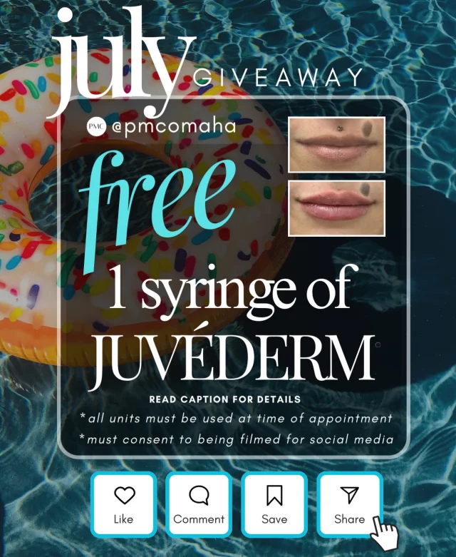 🎆✨ JULY GIVEAWAY IS HERE! ✨🎆

This month, we’re giving ONE lucky winner the chance to win ✨ 1 FREE syringe of JUVÉDERM® ✨ because confidence looks good on everyone. 💋💉

Whether you’ve been dreaming of plumper lips, smoother smile lines, or restoring youthful volume, this could be your chance to achieve natural-looking results with our expert injectors.

HOW TO ENTER:

❤️ LIKE this post
💬 COMMENT & tag 3 friends
📲 SHARE this post to your story
✨ FOLLOW our page

⭐ BONUS ENTRY: Share to your story and tag us for an extra chance to win!

📅 Winner announced July 10th!

Giveaway Rules:
• Winner will receive ONE syringe of JUVÉDERM®, which must be used during one appointment.
• Winner must be comfortable being photographed and/or recorded for social media before, during, and after treatment.
• Treatment is subject to medical evaluation to determine candidacy.

Don’t miss your chance to refresh, enhance, and glow this summer! ☀️💉

#Juvederm #JuvedermGiveaway #LipFiller #DermalFiller #FacialBalancing MedicalSpa MedSpa AestheticMedicine NaturalResults Injectables LipEnhancement